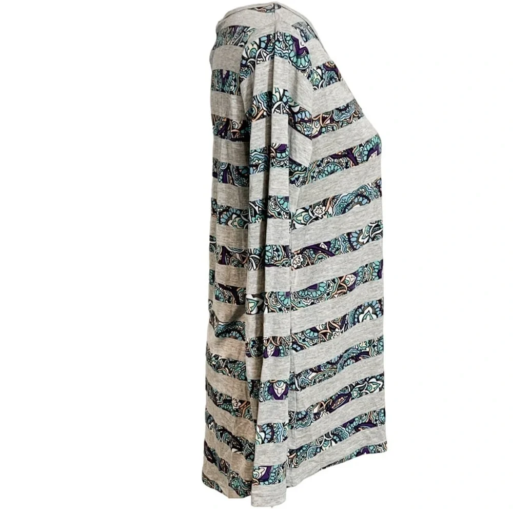 Lularoe Striped Long Sleeve Rayon Polyester Gray Patterned Top Women’s Sz XS - Picture 6 of 12